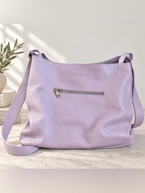 Borse in Pelle Italian Leather Lilac Lavender Hobo Shoulder Bag